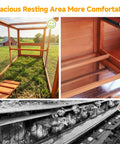 Open view of Xlarge Chicken Coop with Nesting Box and Run for Backyard Use, showing spacious resting area and predator-proof wire.