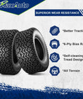 25x10-12 All Terrain ATV Tire Set For Sand And Hilly Lawns Tubeless 6PR Off Road Tires 2 Pack with traction icons