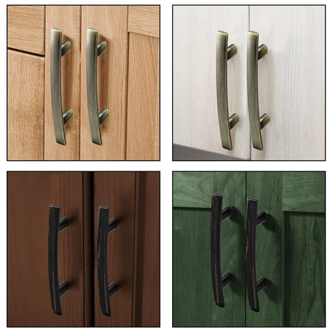 30 Pack Oil Rubbed Bronze Solid Cabinet Handles 5.25 Inch 133mm Bar Pulls on wood doors in four finishes