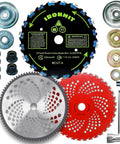 Beefed Up Brush Cutter Blades Set for Trimmers: 9 inch 20 tooth, 9 inch 36 tooth, 10 inch 80 tooth with adapter kits and tools