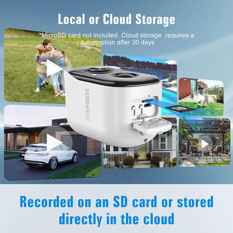 Wireless Outdoor Security Cam System With 2K HD Color Night Vision, SD and Cloud Storage demonstration image