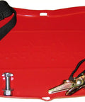 Red Kidney Style Carry Rack For Fire Pump Models 90G And 90S with straps and bolts, heavy-duty, fits F14 unit, made in USA