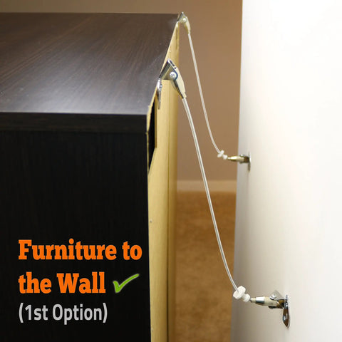 Heavy Duty TV Safety Straps Two Pack Anti Tip Straps With Sturdy Hardware Included securing furniture to wall option