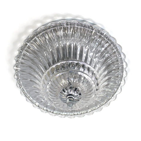 Top view of Two Light Glass Ceiling Light with Glacier Petal Shade in Chrome Finish Modern Flush Mount Ceiling Fixture for Living Room and Hallway Totally Chic Glam Interior Lighting