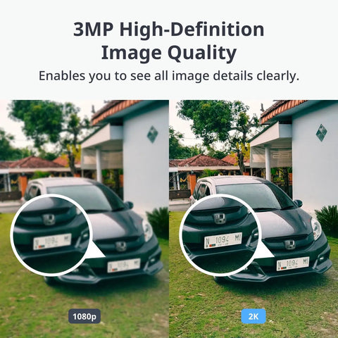 Wireless Outdoor Spotlight Security Camera With 1080P HD, 10000mAh Battery, comparing image detail clarity in 1080p vs 2K