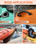 Wide application features of kayak accessories including fishing pole holder, carry handles, and kayak seat.