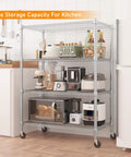 Adjustable 4 Tier Metal Wire Shelving Rolling Storage Rack With Heavy Duty Casters For Straight Up Quick Home Organization Zero Hassle Setup Rock Solid Frame Major Space Upgrade Cart in kitchen with appliances.