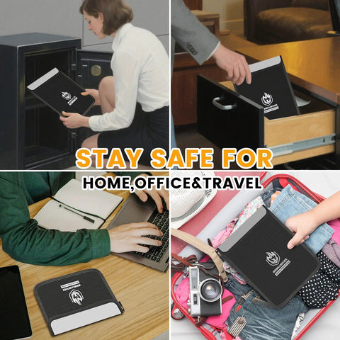 4 Pack Fireproof Document Bags Waterproof Safe Organizer Set with Legal Size 15x11 storing documents in safe, drawer, travel bag