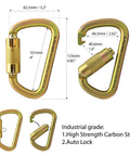 Industrial-grade high strength carbon steel auto lock carabiner for Self Retracting Fall Protection Lanyard With Six Foot Reach
