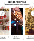 Multi-use image of 48 Pack Gutter Light Clips And Spacers For 1.8 Inch Heat Cable showing hanging, outdoor, and Christmas tree decor