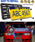Front License Plate Holder Bracket Universal Plastic Front Car Tag Mounting Frame With Copper Thread Inserts displayed on car