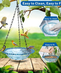 2 Pack Hanging Bird Bath And Feeder Set For Outdoors Multi Purpose Water Bowl Bathing And Feeding Station For Garden Birds Blue Plastic Outdoor Bird Waterer Easy To Hang Great For Bird Watching