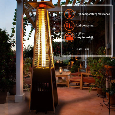Glass Tube Replacement For Four Sided Outdoor Patio Pyramid Heater Forty Nine Point Five Inch Tall High Purity Quartz Tube in use