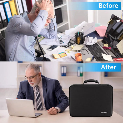 Before and after using Fireproof File Organizer Bag With 13 Colorful Pockets And Accordion Folder 5200F Document Safe Box.