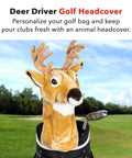 Deer Driver Headcover For 460cc Drivers Premium Golf Club Cover With Plush Fur in a golf bag on a sunny course