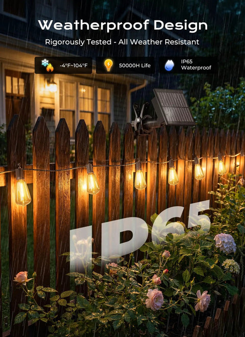 Outdoor garden with Six Pack Vintage Edison LED Bulbs 6W Equivalent 750 Lumens E26 Base Non Dimmable Antique Filament Lights 2700K.