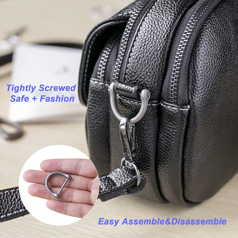 Titanium D Ring With Screw Shackle For Key Chains And Pet Collars D Shape Heavy Duty Ring attached to leather bag