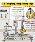 Control panel and capping device of Efficient Heavy Duty Semi Automatic Liquid Filling Machine For Paint And Water With Digital Scale Weighing Hassle Free Cap Sealer 3 In 1 Plug And Play 110V Bucket System.