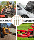 Application scenarios for Galvanized Lynch Pin Kit With Ring, 16 Piece Heavy Duty Safety Pins for tractors, cars, mowers, and machinery.