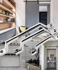 Heavy Duty 304 Stainless Steel Door Pull Handle With Bow Knobs for cabinets and doors, industrial grade, 150mm hole centers, 4 sizes