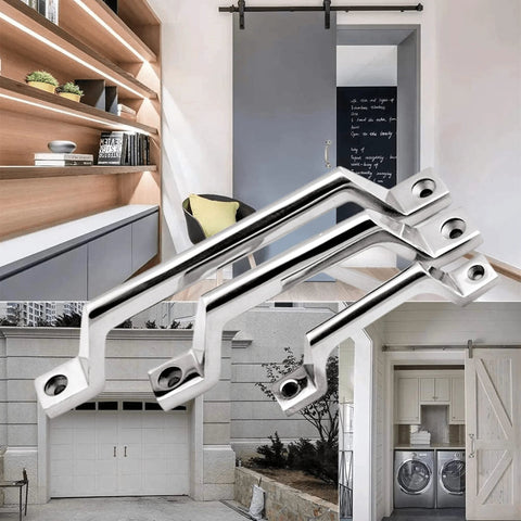 Heavy Duty 304 Stainless Steel Door Pull Handle With Bow Knobs for cabinets and doors, industrial grade, 150mm hole centers, 4 sizes