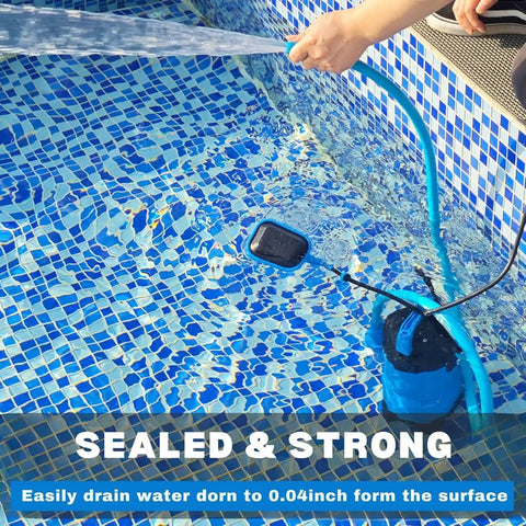 Half HP Sump Pump With 4900 GPH High Flow For Clean And Dirty Water Portable Thermoplastic Electric Pump draining swimming pool