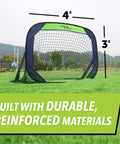 Portable Soccer Goal Net Set With Two 4 Ft Pop Up Training Goals And Compact Carry Case shown on grass