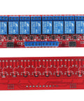8 Channel 5V Relay Module With Opto Isolated Inputs, High Or Low Level Trigger visible front and back, individual relay control