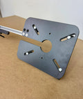 Close-up of Adjustable Circle Cutting Jig For Routers, solid metal base with slots for easy adjustments and precise cuts.