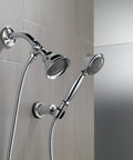 Shower Arm Diverter For Handheld Shower Chrome One Half Inch IPS Male Outlet No Fuss Install Brass Construction Diverter on shower wall