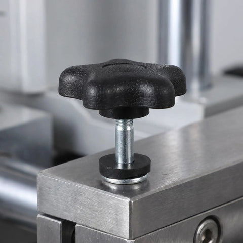 Close-up of Pro Grade Star Hand Knob With Threaded Adjustment Handle Set Plastic Clamping Knob Includes Screw And Nut on machinery