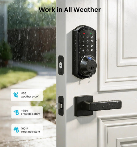 Slick Fingerprint Smart Lock With Heavy Duty Zinc Alloy Handles And Auto Lock App Control Delivering Hassle Free Zero Key Stress Matte Black Finish That Brings Top Shelf Security Straight To Your Door