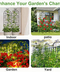 2 Pack Metal Garden Trellis For Climbing Plants, 6 Ft Tall By 20 In Wide, Rustproof Black Coating, outdoor usage examples