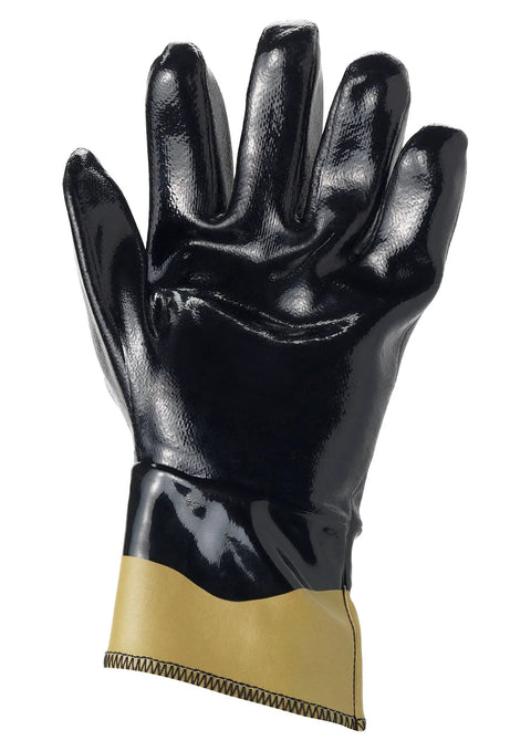 Heavy Duty Nitrile Gloves With Kevlar Protection, palm coated, dry grip, size XL, close-up view