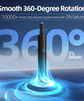 Beefed Up Heavy Duty Office Chair Gas Cylinder Replacement showcasing smooth 360-degree rotation and zero failure in blue graphic.