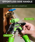 All Metal Garden Hose Splitter 2 Way Y Valve With Extra Long 2.05 Inch Handle Built Tough Heavy Duty Shut Off Valves on spigot