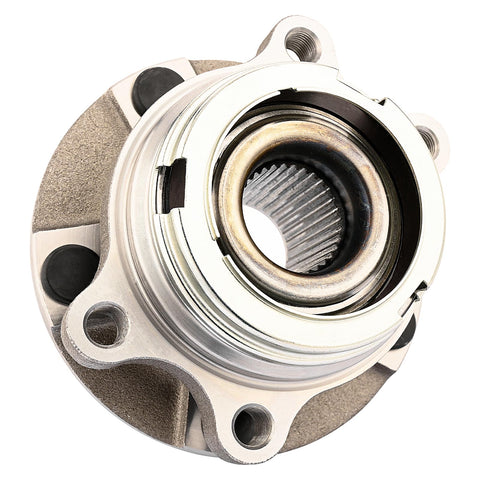 Pair Front Wheel Bearing And Hub Assembly For 2009-2019 Nissan Maxima Murano, close-up view, metal construction, ABS-ready.