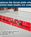 Heavy Duty Table Saw Dado Insert For 10 Inch Worksite Woodworking Models features saw blade in red throat plate.