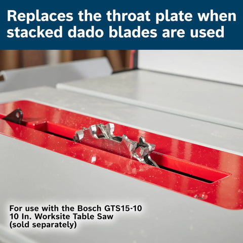 Heavy Duty Table Saw Dado Insert For 10 Inch Worksite Woodworking Models features saw blade in red throat plate.