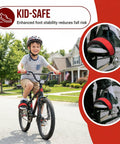 Kid on bike wearing Kids Bicycle Toe Clip Straps Set For Easy Install Pedal Footrest Durable Nylon Construction
