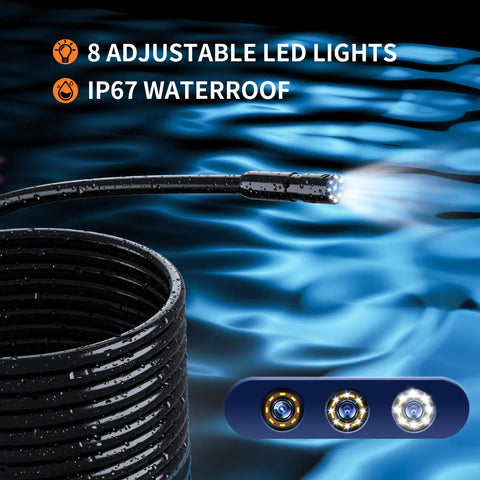 1080P HD Endoscope Camera With Light For Snaking Through Walls Vents Pipes And Engines IP67 Waterproof Snake Borescope cable