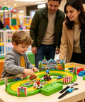 Motion Tracking Racetrack Toy With Wristband Sensors Two Player Competitive Racing For Kids And Parents Realistic Sprint Response And Epic Family Play Movement Logs And Accurate Sensor Feedback To Keep Every Race Exciting. child playing