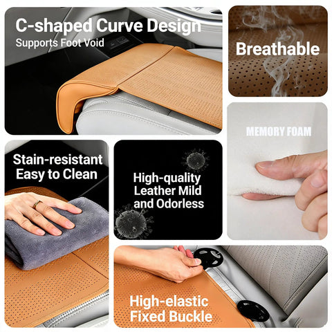 Premium White Leather Leg Support Extender For Mini John Cooper Works Electric 2025 with C-shaped curve design and memory foam.