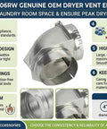 Genuine OEM 4 Inch Dryer Vent Elbow Connector, 90 Degree Close Turn Aluminum Space Saver, detailed features and specifications