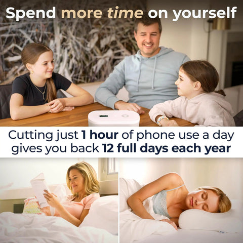 Chill Out Tech Detox Lock Box And Snack Stash Keeper With Three Willpower Modes for family screen-free interaction.