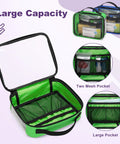 Large capacity green color-coded clear zip pouch with mesh pockets for Four Pack Color Coded Clear Zip Pouches For First Aid Kit Organization See Through Medical Storage Bags To Organize Emergency Kits Medicine Home Outdoor And Car Supplies Durable Zippered Bags Bag Only