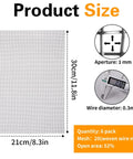 Six Pack 12 By 8 Inch 20 Mesh Stainless Steel Wire Mesh Screen dimensions diagram with aperture and diameter details