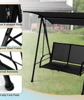 Two Person Porch Swing With Adjustable Canopy, Comfortable Fabric Seat And Heavy Duty Steel Frame, Outdoor Patio Swing