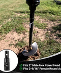 Heavy Duty Universal Adapter For Digger And Auger 2 Inch Female Hex To 2-9/16 Inch Round Auger Shaft Carbon Steel