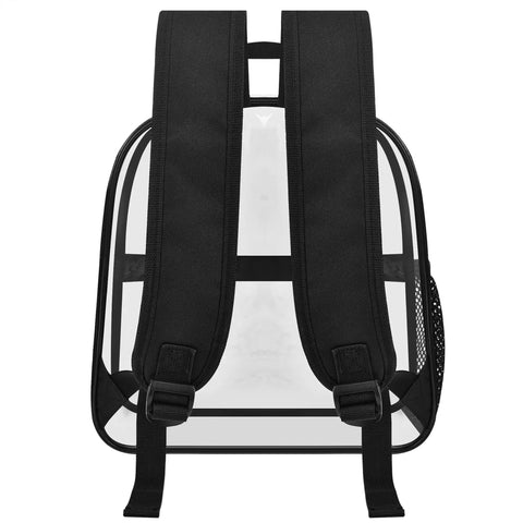 Back view of Stadium Approved Clear Backpack 12x6x12 Inch Waterproof See Through Bag For Concerts And Sports Events, showing straps